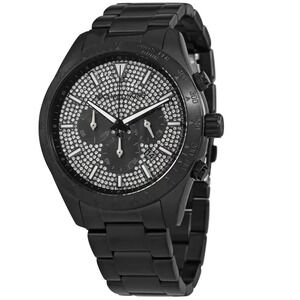 Michael Kors MK8899 Oversized Layton Pavé Black-Tone Chronograph Watch NIB $350